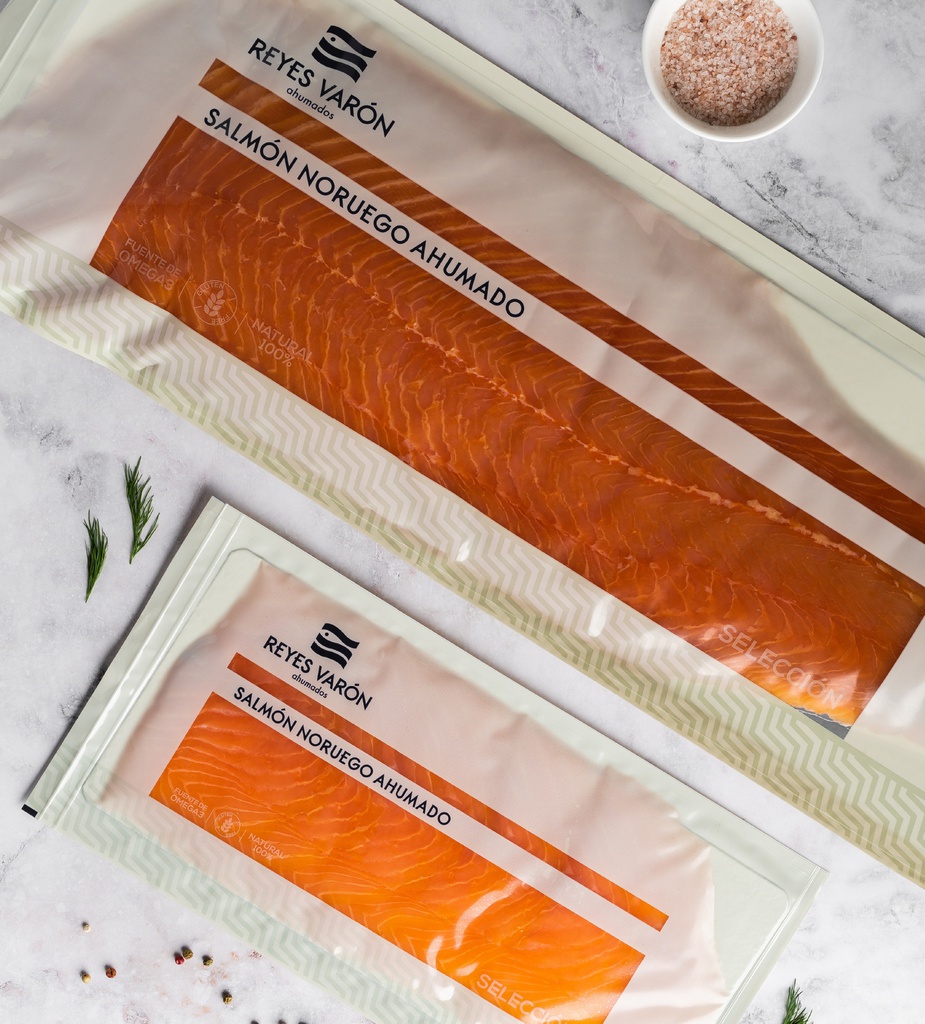 Salmon Ahumado Plancha Precortado Reyes Varon 1100-1400 g/pz