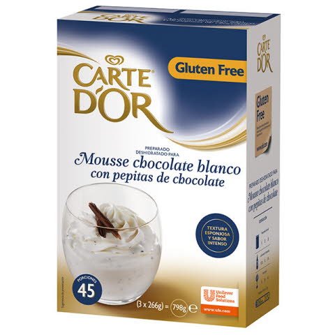 Carte D'Or Mousse Pepitas Choco Blanco S/Gluten 45Rac 798G .. [6 Estuches/Caja] [Vta. Unidad]